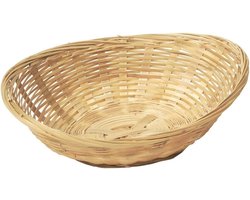 Ovale mand/schaal - bruin - rieten/bamboe - 22 x 17 x 7 cm - fruitschaal/decoratieschaal/serveerschaal