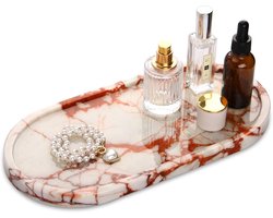 Ovale Marmeren Ijdelheidslade - Luxe Voor Badkamer - Calacatta Rood - 1 stuk - Marmer