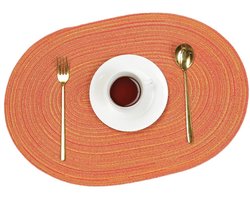 Ovale Placemats - Hittebestendig en Antislip - Voor Restaurant en Keuken - 50x30 cm - Oranje - 6 stuks