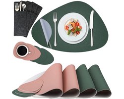 Ovale placemats - milieuvriendelijk leder - set van 4 - klassiek design