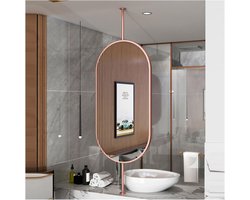 Ovale Plafondspiegel - Decoratieve Spiegel - Make-up Aanbrengen - Verstelbare Arm - 50x80cm - Brons