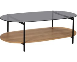 Ovale Salontafel 120 cm Ovaal Glas en Licht Houten Look