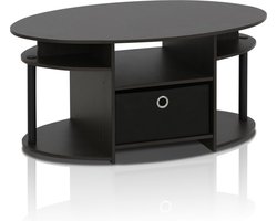 Ovale salontafel met modern ontwerp met uitschuifbaar gedeelte, hout, notenhout, 50.04 x 50.04 x 16.4 cm.