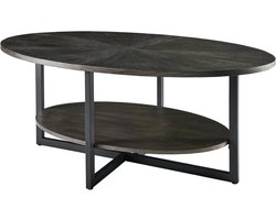 Ovale salontafel - Middentafel bijzettafel - Woonkamer inrichten - Met open plank - 110 x 66 cm - Zwart messing