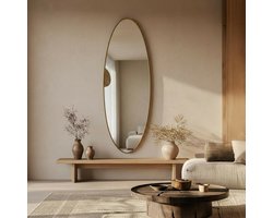 Ovale Spiegel DMC - Design Ovale Spiegel voor Slaapkamer/Woonkamer - Goude Spiegel met Metalen Rand - 50x170 cm