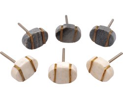 Ovale stenen knoppen - Meubelgrepen set - Kasten laden deuren - Gouden details - 6 stuks 63 mm - Lichtblauw