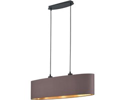Ovale Stoffen Hanglamp in Bruin en Goud - 80cm Breed