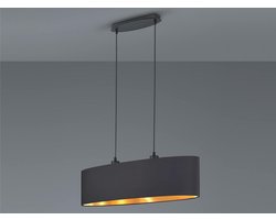 Ovale Stoffen Hanglamp Zwart met Gouden Binnenkant 80cm