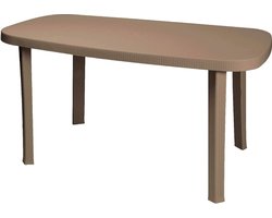 Ovale Tafel - Eettafel - Buiten Eten - Stevig Frame - 140 x 90 cm - Taupe