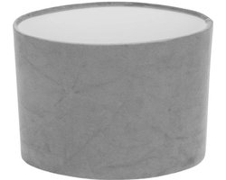 Ovale tafellamp - Stof - Grijs fluweel - E27 hanglamp - Stoffen lampenkap voor bureaulamp