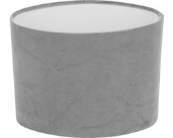 Ovale Tafellamp Stof Grijs Fluweel E27 Hanglamp - Stoffen Lampenkap voor Bureaulamp