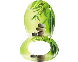 Ovale toiletbril met softclose O-vormige toiletbril van kunststof Toiletbril incl. bril & verstelbare scharnieren Quick-release toiletbrillen voor eenvoudige reiniging (motief J) NAIZY