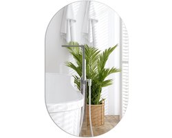 Ovale Wandspiegel 50 x 35 cm, Zelfklevende Spiegel, Randloos Ontwerp, Decoratieve Glazen Spiegel voor Badkamer, Hal en Kleedkamer zonder Vervorming
