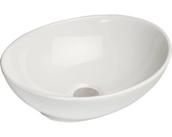 Ovale Waskom - Wastafel Keramiek - Badkamer Inrichting - Opbouw Model - 40x33x15 cm - Wit