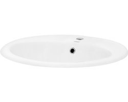 Ovale wastafel met overloop 57x48,5x19,5 cm wit keramiek LuxeBath