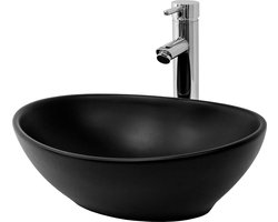 Ovale wastafel zonder overloop 41x33,5x14,5 cm zwart keramiek LuxeBath