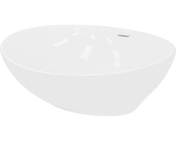 Ovale wastafel zonder overloop 41x33x14,2 cm wit keramiek LuxeBath