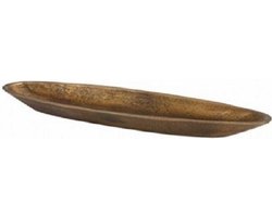 Ovalen goudkleurige zwaar metalen schaal van PTMD, 38 x 9 cm
