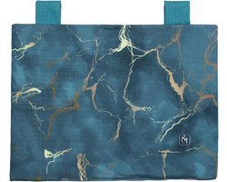 Ovenafdekking Marmerlook - Ovenhoes Keuken - Keuken Decoratie - Digitale Print Gouden Nerf - 47 x 35 cm - Blauwgroen