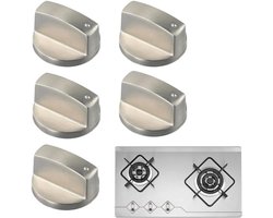 Ovenknoppen - 5 Stuks - 6 mm - Universele Knoppenset Voor Gaskookplaat - Knoppen Voor Kookplaat Gasfornuis En Oven - Voor Gasfornuis, Gas/Elektro Fornuis, Elektrische Oven, Inductie Fornuis, Gas Bbq, Kookplaat - Keukengereedschap - Zilver
