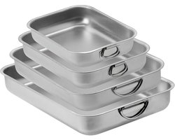 Ovenplaat Set - Bakplaat Set - Culinair Bakken - Honingraat Textuur - Vier Maten - Zilver