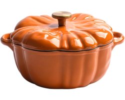 Ovenpot Pompoen - Stoofpot pan - Langzaam koken - Gelijkmatige warmte - 15 Liter - Oranje