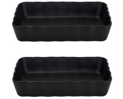 Ovenschaal - 2x - zwart - 1,5 L - 21 x 14 cm - aardewerk - serveerschalen - Rechthoekig - Klassieke braadsledes - Ovenschotel schalen - Bakvorm/braadslede