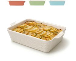 Ovenschaal Keramiek Groot 28cm– Lasagne Schaal met Hoog Rand – Ovenschaal voor Lasagne, Tiramisu & Gratin – Rechthoekige Bakvorm – Vaatwasserbestendig & Ovenschalen (Wit)