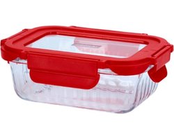 Ovenschaal met Deksel, 0.37 L, Rood, Glas, Kunststof - Cookai