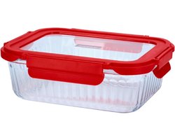 Ovenschaal met Deksel, 1.04 L, Rood, Glas, Kunststof - Cookai