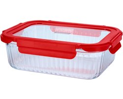Ovenschaal met Deksel, 1.52 L, Rood, Glas, Kunststof - Cookai