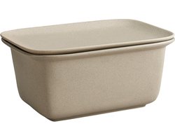 Ovenschaal met Deksel - Braadpan Steen - Gerechten Bereiden - Ovenbestendig tot 230°C - 25x22 cm - Aardetinten