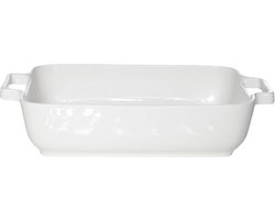 Ovenschaal - met handvaten - wit - 24 x 19 cm - porselein - rechthoekig - braadsledes - Ovenschotel schaal - Bakvorm/braadslede