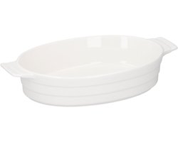 Ovenschaal - ovaal - keramiek - 31 x 18,5 cm - wit - braadslede