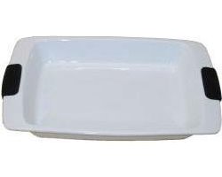 Ovenschaal rechthoekig met siliconen greep 38x25cm - Wit