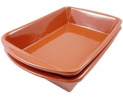 Ovenschaal set 2 schalen voor 2 personen - 29 x 18 x 5.5 cm - Serveerschaal - Tapas - Rechthoekig - Tweepersoons - cadeau