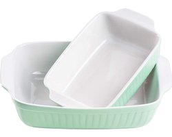Ovenschaal set, keramiek KITCHEN TIME groen, 33 x 24 x 8 cm / 25.5 x 16 x 7 cm