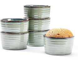 ovenschaal set \ set of 6 ceramic dessert bowls / groen, dessertkommen, porselein, ovenvast voor ovenvast, magnetron, 240 ml