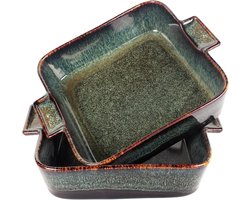 Ovenschaal Vierkant - Lasagnevorm Keramiek - Bakken en Braden - Gelijkmatige Warmteverdeling - 20 x 20 x 6 cm - Multicolor