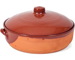 Ovenschaal/braadpan - met deksel - Salamanca - 30 cm - 12 liter - steen - Terracotta