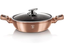 Ovenvaste Koekenpan met Deksel 28 cm - Rose Goud Metallic