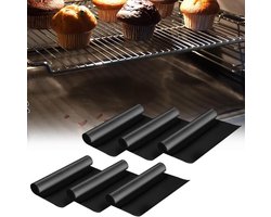 Ovenvoering Anti-aanbakmat voor Ovens met Ventilator - Herbruikbaar - Hoge Temperaturen - 33 x 40 cm - Zwart .