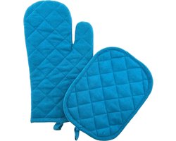 Ovenwant & Pannenlap - 100% Katoen - Blauw