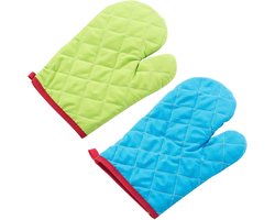 Ovenwanten van hittebestendig katoen (set van 2 stuks) - gewatteerd en veilig - voor koken, koken en bakken, hanteren van hete potten en pannen