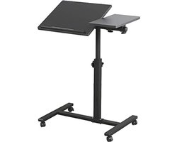 Over-bed Tafel C Zijrol tafel met Vergrendelbare Wielen, Hoek en Hoogte Verstelbare Laptop Stand Kar, Mobiele Computer Werkplek Laptop Bureau,inklapbaar, draagbaar, 60 * 34.5 * 58-90 cm (zwart)