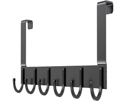 Over-de-deurhaak met 6 haken - over-de-deur kapstok, zwart