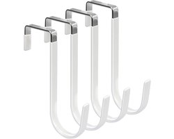 Over-de-deurhaken, 4-pack hangerhaken met rubberen anti-krassen, stevige organizer voor woonkamer, badkamer, slaapkamer, keuken, kleding, handdoeken, hoeden, jassen, tassen, wit