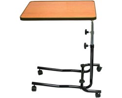 Overbedtafel draagbaar bureau met zwenkwielen - Ideaal voor gebruik in bed of rolstoel - Verstelbare hoogte - Teak en zwart