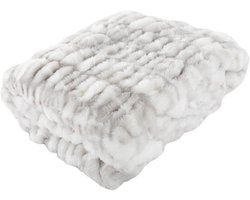 Oversized deken imitatiebont - luxe plaid voor bedden en banken - 152 x 200 cm - grijs