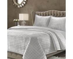 Oversized Fluwelen Quilt Set in Zilvergrijs - Luxe en Comfort voor uw Bed